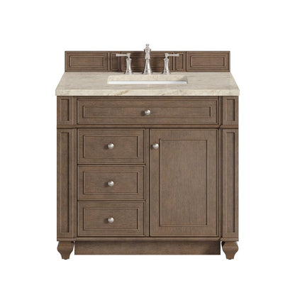 James Martin - Bristol 36" Single Vanity, Whitewashed Walnut, w/ 3 CM Tajnar Eclos Top - 157-V36-WW-3TJR view 1