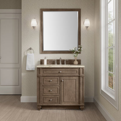 James Martin - Bristol 36" Single Vanity, Whitewashed Walnut, w/ 3 CM Tajnar Eclos Top - 157-V36-WW-3TJR view 2