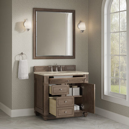 James Martin - Bristol 36" Single Vanity, Whitewashed Walnut, w/ 3 CM Tajnar Eclos Top - 157-V36-WW-3TJR view 4