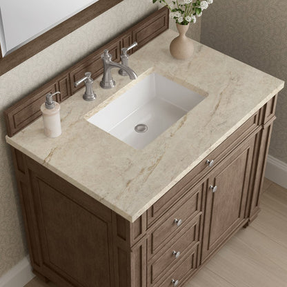 James Martin - Bristol 36" Single Vanity, Whitewashed Walnut, w/ 3 CM Tajnar Eclos Top - 157-V36-WW-3TJR view 5
