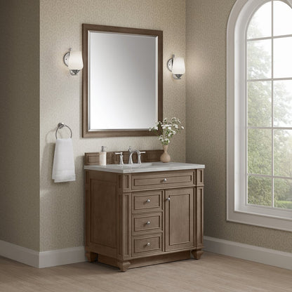 James Martin - Bristol 36" Single Vanity, Whitewashed Walnut w/ 3 CM Victorian Silver Silestone Top - 157-V36-WW-3VSL view 3
