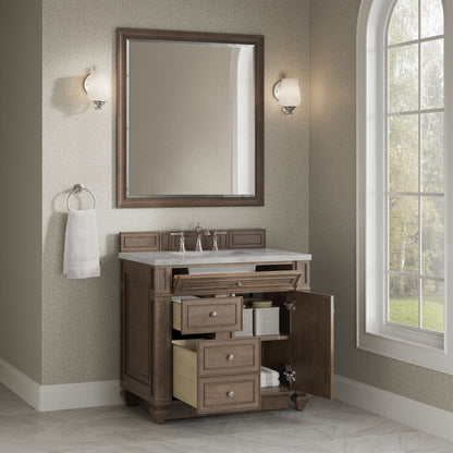 James Martin - Bristol 36" Single Vanity, Whitewashed Walnut w/ 3 CM Victorian Silver Silestone Top - 157-V36-WW-3VSL view 4