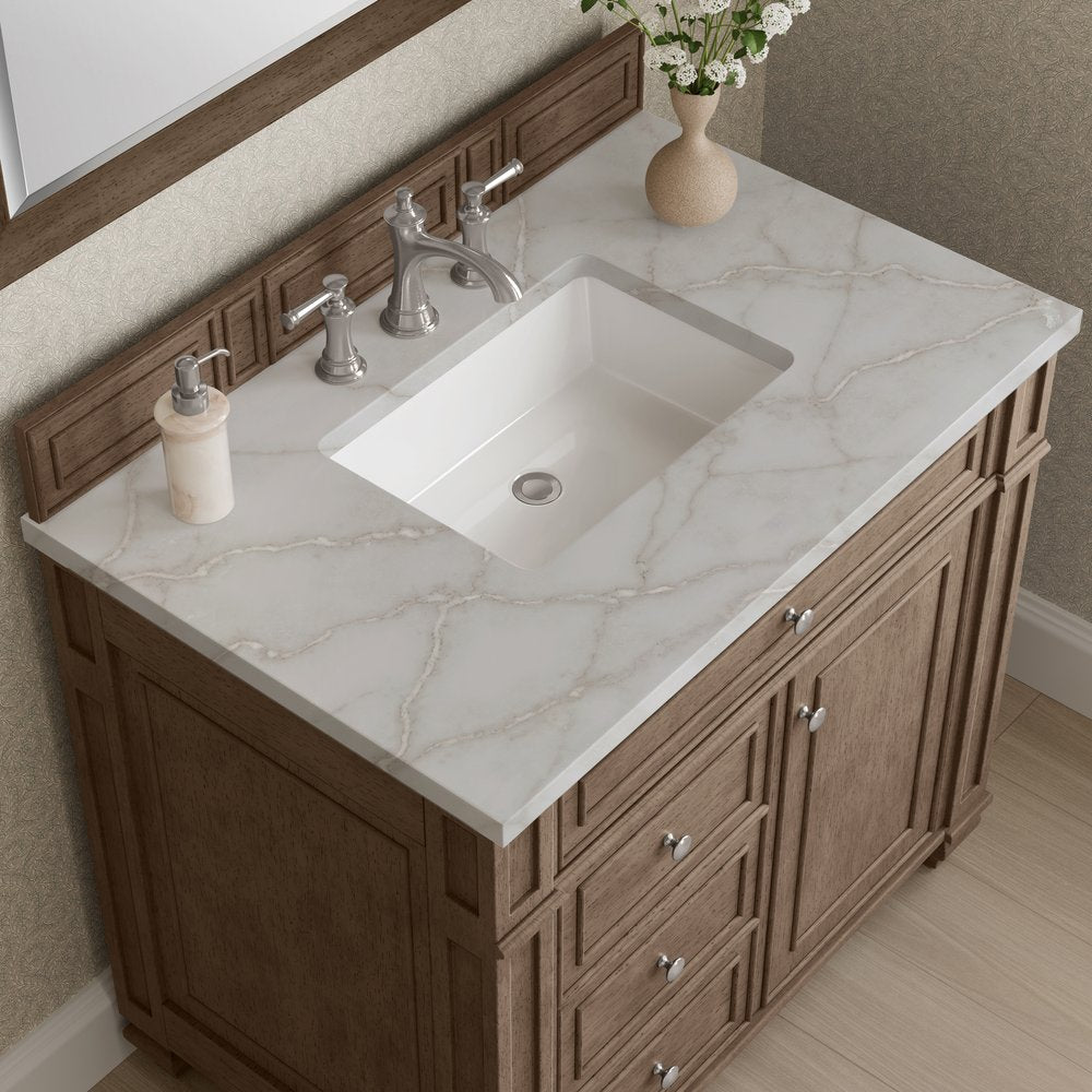 James Martin - Bristol 36" Single Vanity, Whitewashed Walnut w/ 3 CM Victorian Silver Silestone Top - 157-V36-WW-3VSL view 5