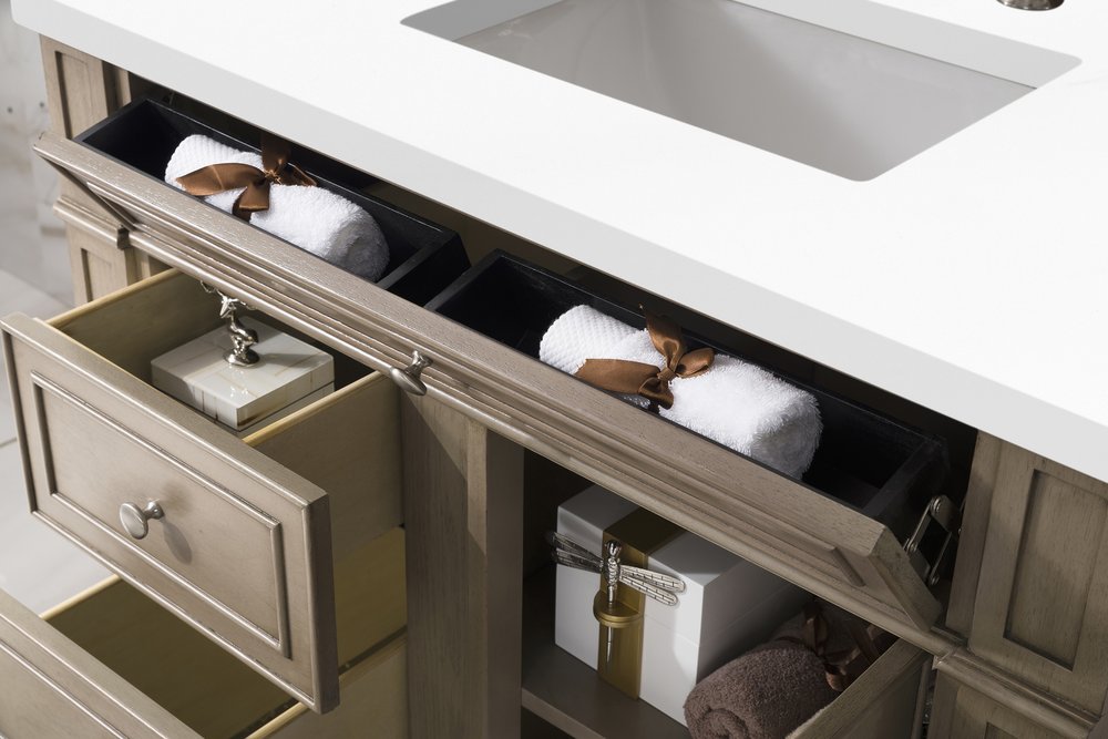 James Martin - Bristol 36" Single Vanity, Whitewashed Walnut w/ 3 CM White Zeus Silestone Top - 157-V36-WW-3WZ view 3
