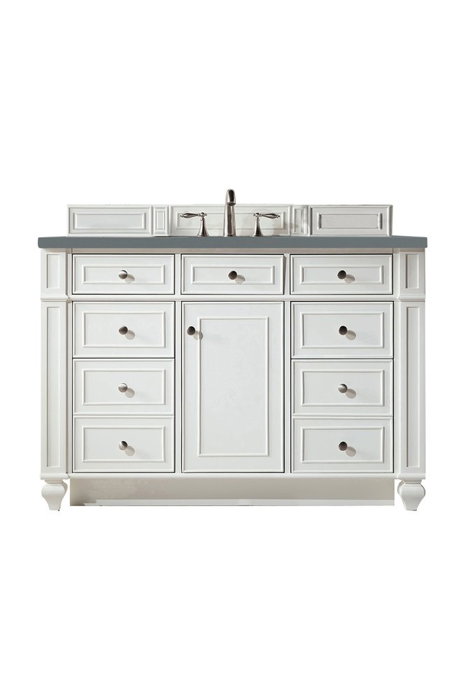 James Martin - Bristol 48" Single Vanity, Bright White w/ 3 CM Cala Blue Silestone Top - 157-V48-BW-3CBL view 1