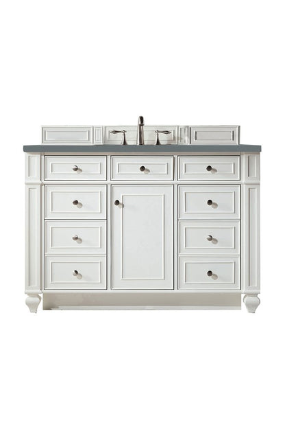 James Martin - Bristol 48" Single Vanity, Bright White w/ 3 CM Cala Blue Silestone Top - 157-V48-BW-3CBL view 1