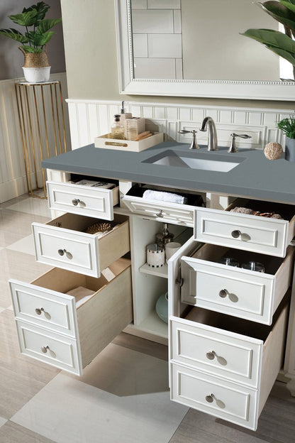 James Martin - Bristol 48" Single Vanity, Bright White w/ 3 CM Cala Blue Silestone Top - 157-V48-BW-3CBL view 4