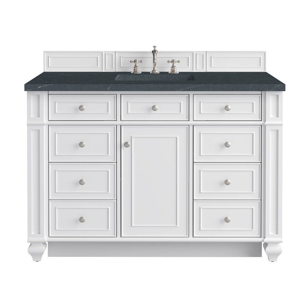 James Martin - Bristol 48" Single Vanity, Bright White w/ 3 CM Charcoal Soapstone Silestone Top - 157-V48-BW-3CSP view 1