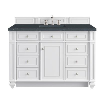 James Martin - Bristol 48" Single Vanity, Bright White w/ 3 CM Charcoal Soapstone Silestone Top - 157-V48-BW-3CSP view 1