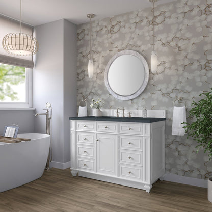 James Martin - Bristol 48" Single Vanity, Bright White w/ 3 CM Charcoal Soapstone Silestone Top - 157-V48-BW-3CSP view 3