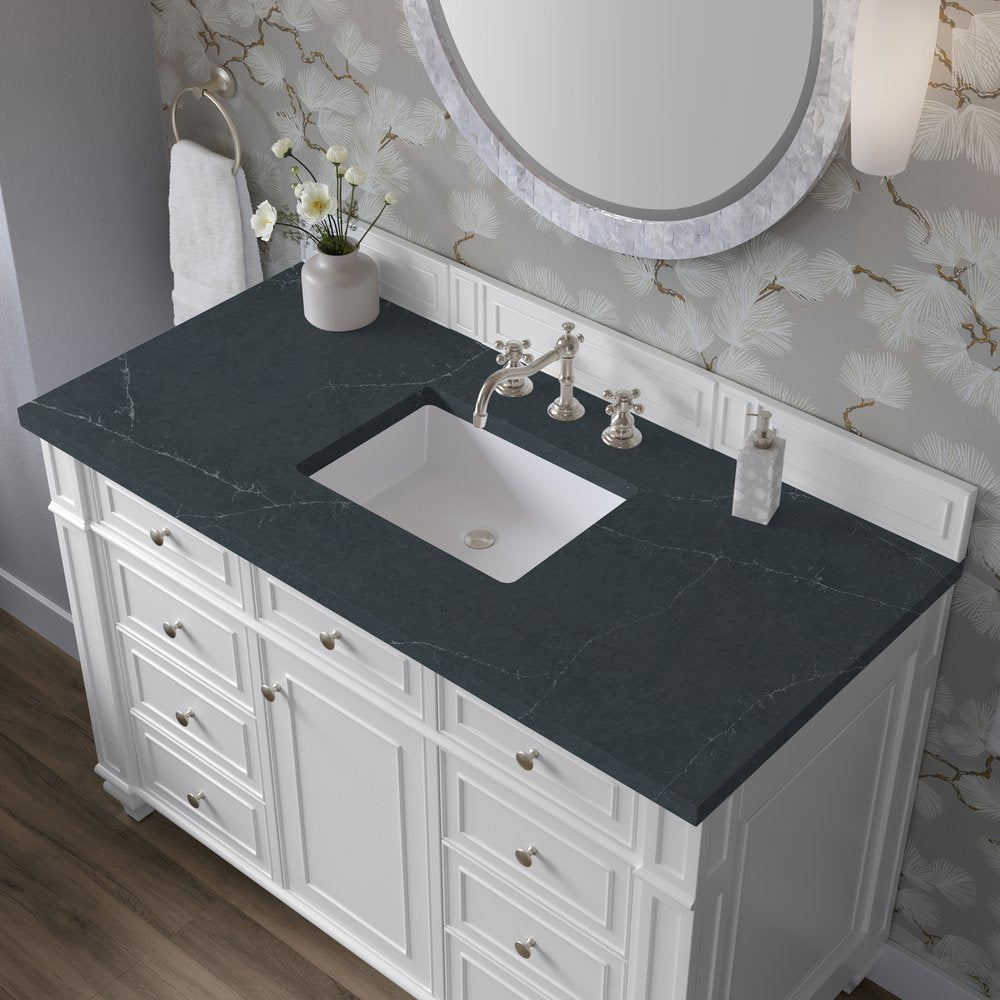 James Martin - Bristol 48" Single Vanity, Bright White w/ 3 CM Charcoal Soapstone Silestone Top - 157-V48-BW-3CSP view 5