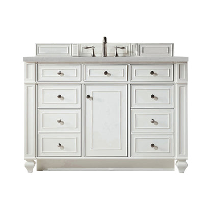 James Martin - Bristol 48" Single Vanity, Bright White w/ 3 CM Eternal Jasmine Pearl Silestone Top w/ FreePower Wireless Charger - 157-V48-BW-FEJP view 1