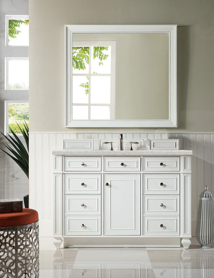 James Martin - Bristol 48" Single Vanity, Bright White w/ 3 CM Eternal Jasmine Pearl Silestone Top w/ FreePower Wireless Charger - 157-V48-BW-FEJP view 3
