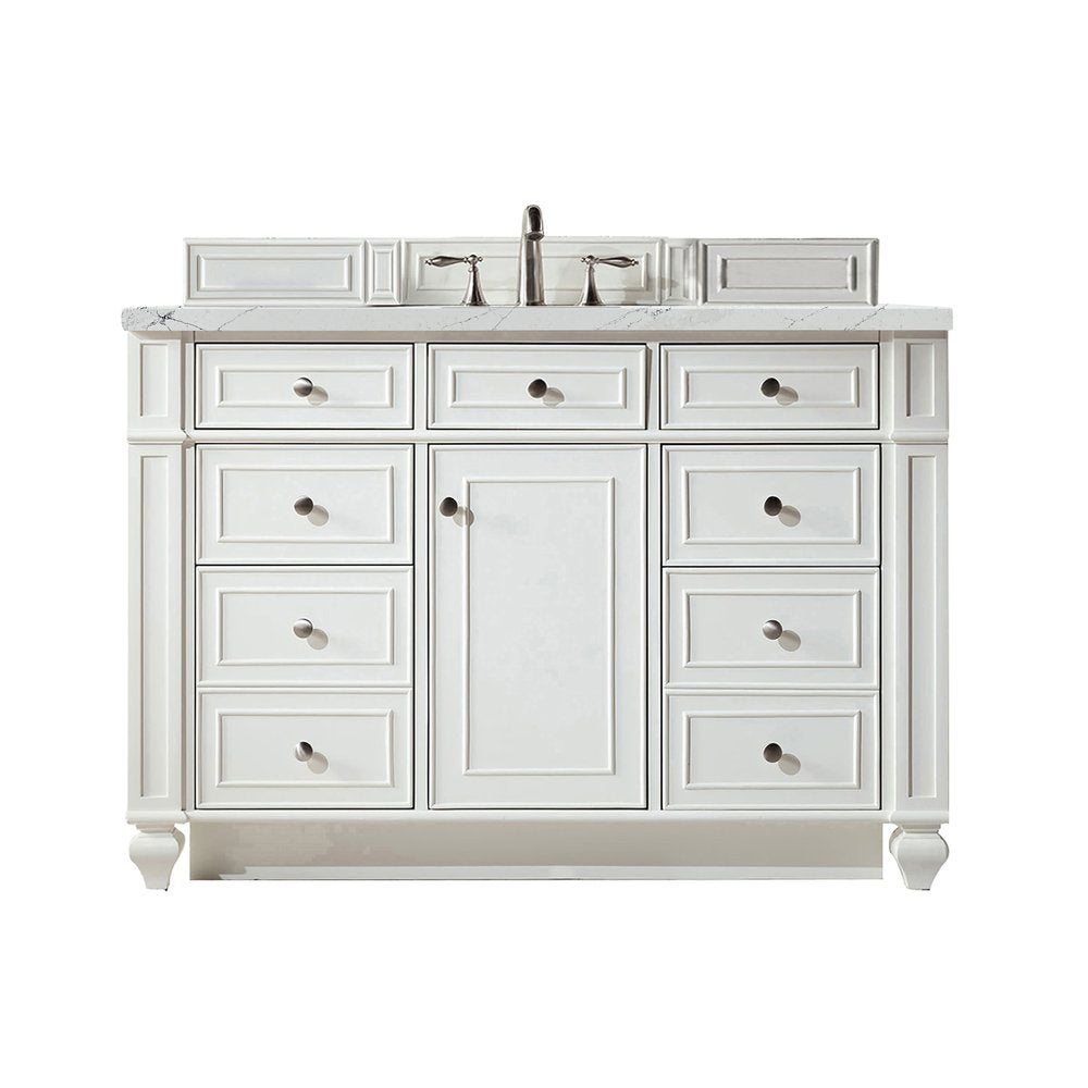 James Martin - Bristol 48" Single Vanity, Bright White w/ 3 CM Ethereal Noctis Silestone Top w/ FreePower Wireless Charger - 157-V48-BW-FENC view 1