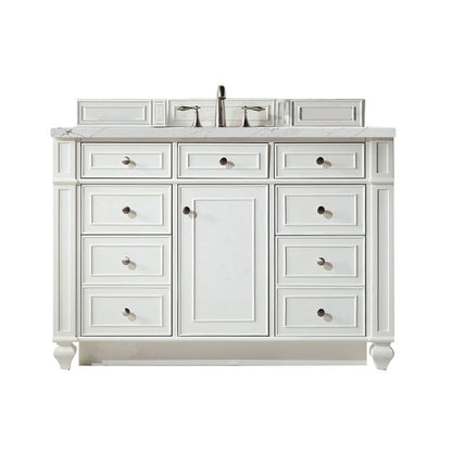 James Martin - Bristol 48" Single Vanity, Bright White w/ 3 CM Ethereal Noctis Silestone Top w/ FreePower Wireless Charger - 157-V48-BW-FENC view 1