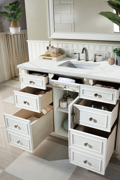 James Martin - Bristol 48" Single Vanity, Bright White w/ 3 CM Ethereal Noctis Silestone Top w/ FreePower Wireless Charger - 157-V48-BW-FENC view 5