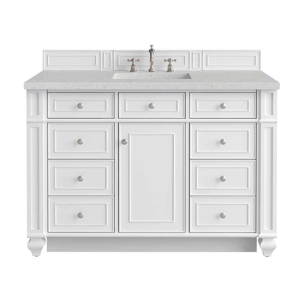 James Martin - Bristol 48" Single Vanity, Bright White w/ 3 CM Lime Delight Silestone Top - 157-V48-BW-3LDL view 1