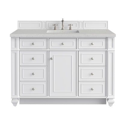 James Martin - Bristol 48" Single Vanity, Bright White w/ 3 CM Lime Delight Silestone Top - 157-V48-BW-3LDL view 1