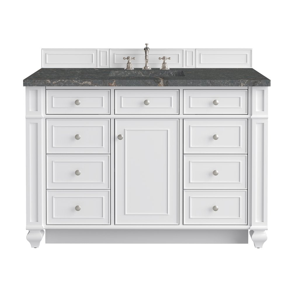 James Martin - Bristol 48" Single Vanity, Bright White w/ 3 CM Parisien Bleu Silestone Top - 157-V48-BW-3PBL view 1
