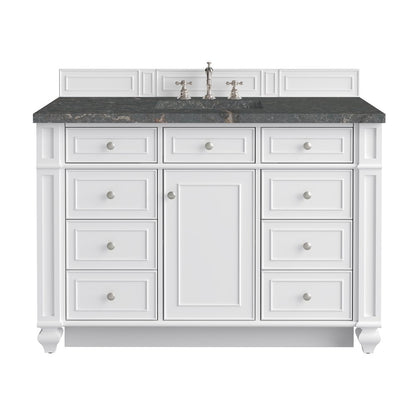 James Martin - Bristol 48" Single Vanity, Bright White w/ 3 CM Parisien Bleu Silestone Top - 157-V48-BW-3PBL view 1