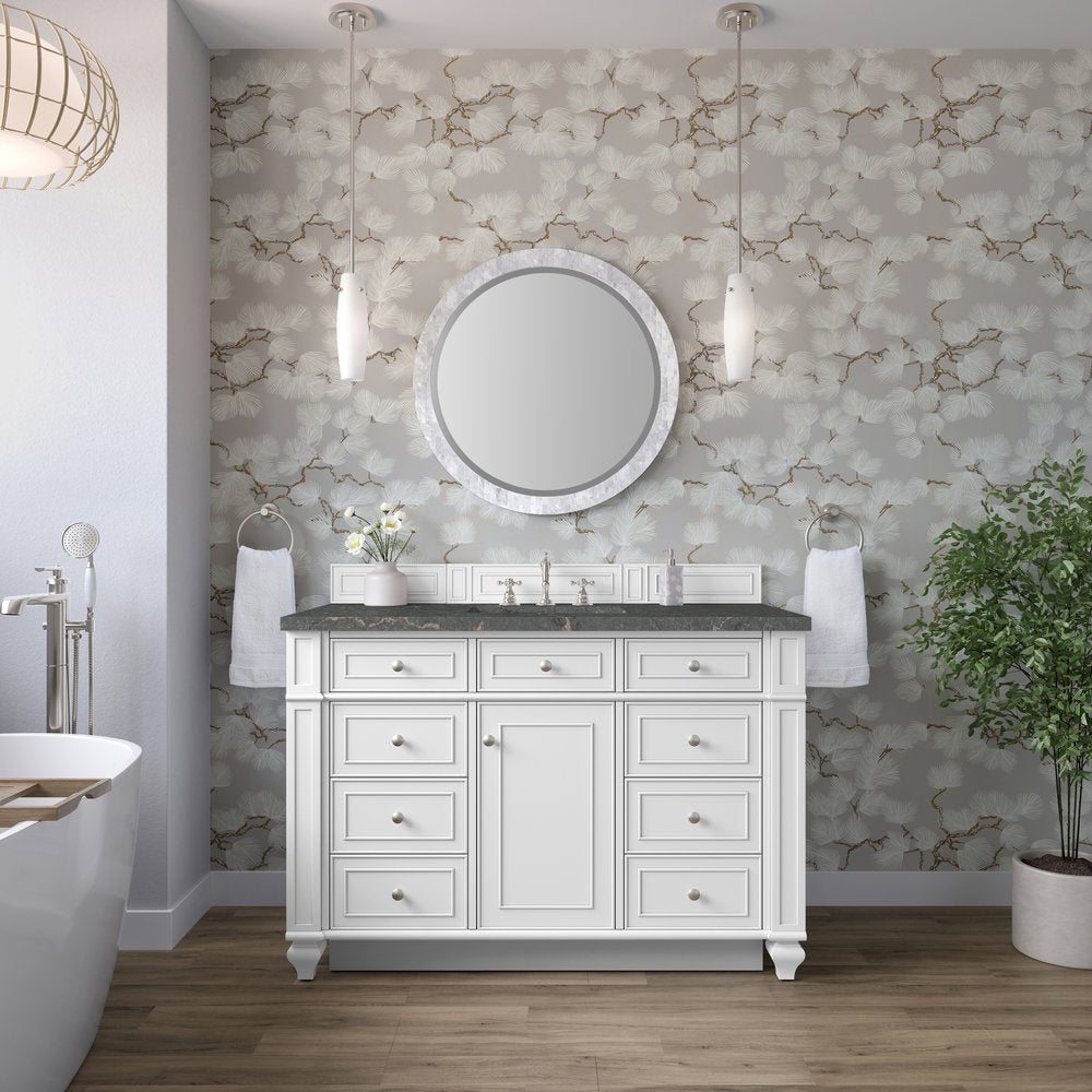 James Martin - Bristol 48" Single Vanity, Bright White w/ 3 CM Parisien Bleu Silestone Top - 157-V48-BW-3PBL view 2