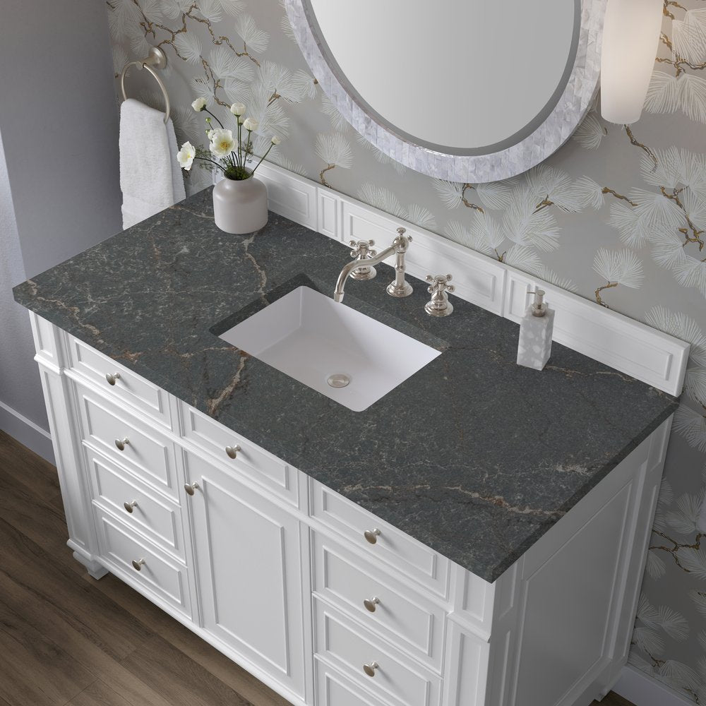James Martin - Bristol 48" Single Vanity, Bright White w/ 3 CM Parisien Bleu Silestone Top - 157-V48-BW-3PBL view 5