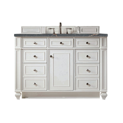 James Martin - Bristol 48" Single Vanity, Bright White w/ 3 CM Parisien Bleu Silestone Top w/ FreePower Wireless Charger - 157-V48-BW-FPBL view 1