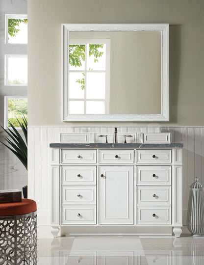 James Martin - Bristol 48" Single Vanity, Bright White w/ 3 CM Parisien Bleu Silestone Top w/ FreePower Wireless Charger - 157-V48-BW-FPBL view 3