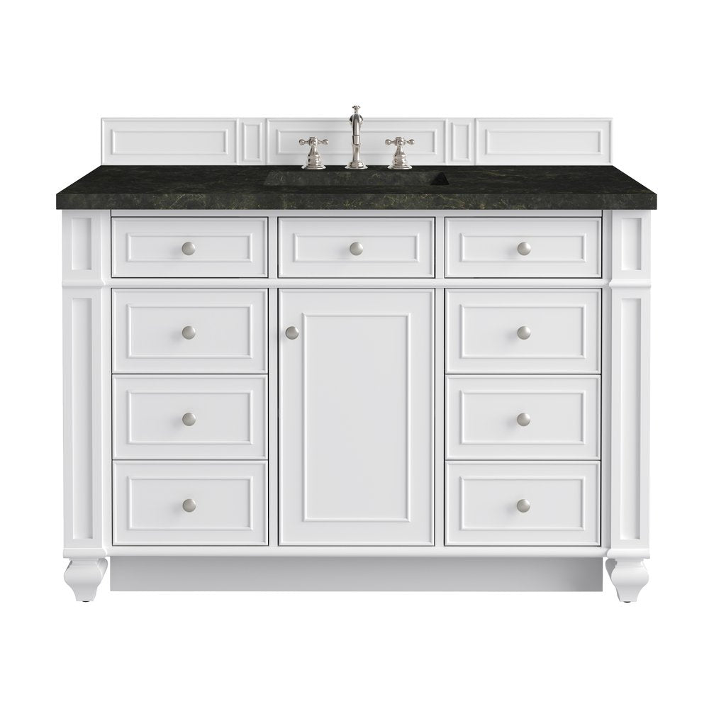 James Martin - Bristol 48" Single Vanity, Bright White, w/ 3 CM Phantome Eclos Top - 157-V48-BW-3PHT view 1