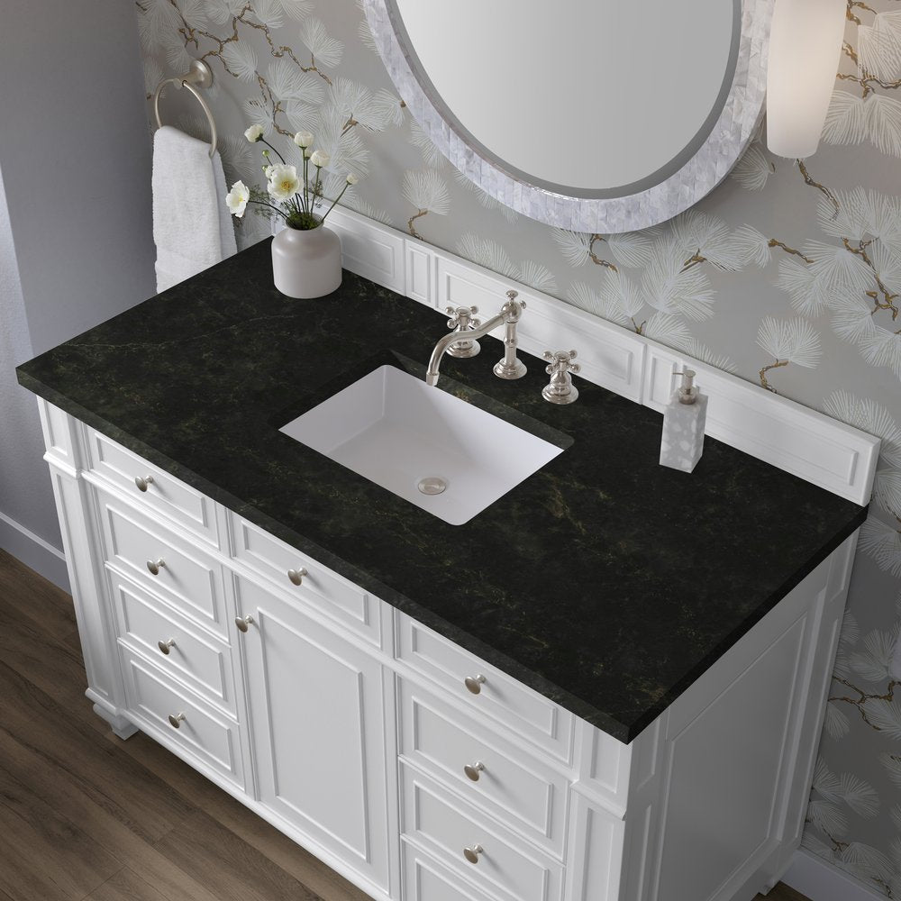 James Martin - Bristol 48" Single Vanity, Bright White, w/ 3 CM Phantome Eclos Top - 157-V48-BW-3PHT view 5