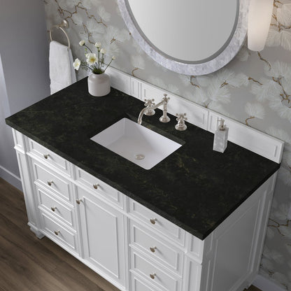 James Martin - Bristol 48" Single Vanity, Bright White, w/ 3 CM Phantome Eclos Top - 157-V48-BW-3PHT view 5