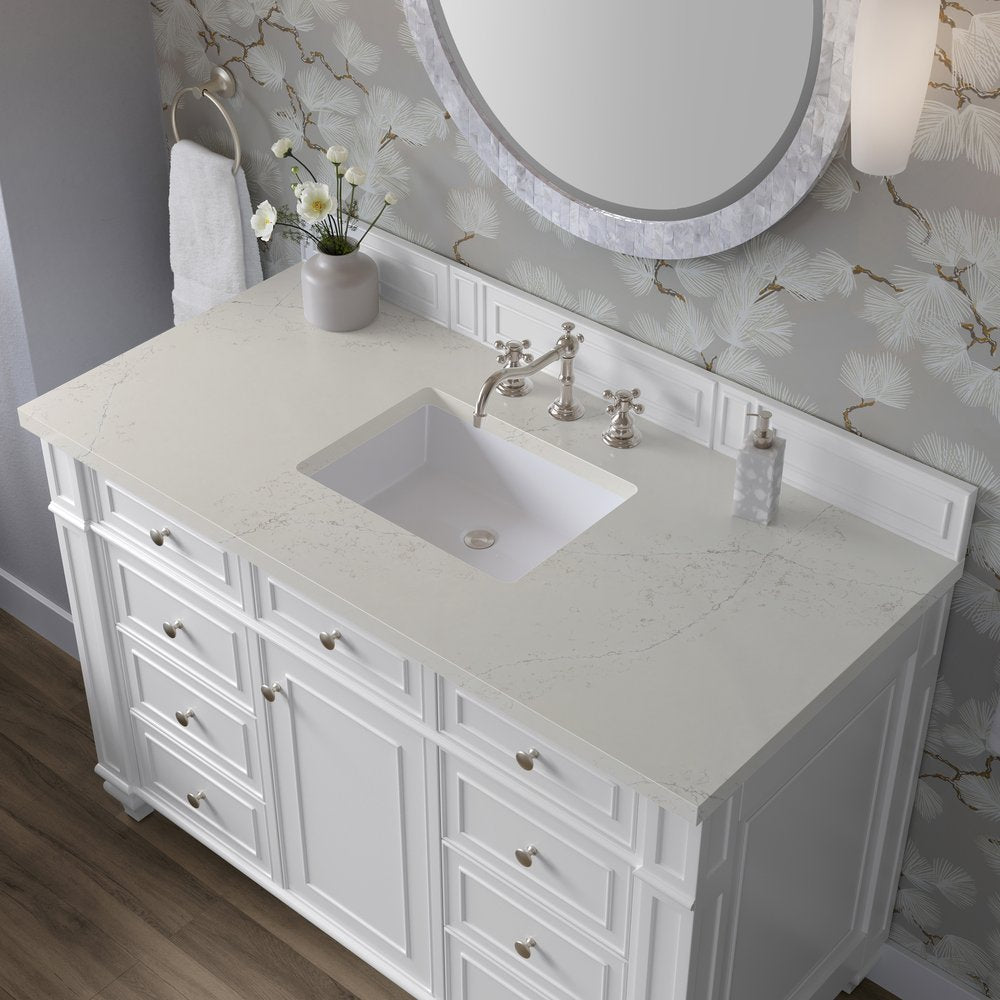 James Martin - Bristol 48" Single Vanity, Bright White, w/ 3 CM Siberian Silestone Top - 157-V48-BW-3SFR view 5