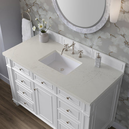 James Martin - Bristol 48" Single Vanity, Bright White, w/ 3 CM Siberian Silestone Top - 157-V48-BW-3SFR view 5