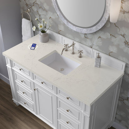 James Martin - Bristol 48" Single Vanity, Bright White, w/ 3 CM Siberian Silestone Top w/FreePower Wireless Charger - 157-V48-BW-FSFR view 5