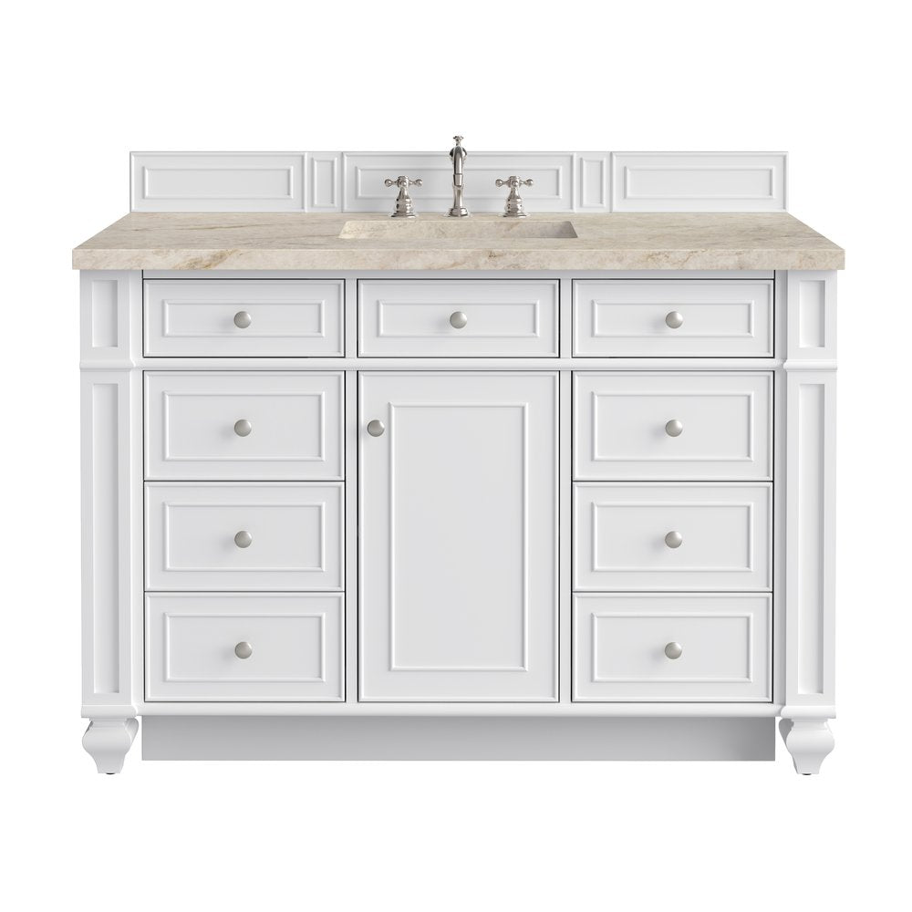 James Martin - Bristol 48" Single Vanity, Bright White, w/ 3 CM Tajnar Eclos Top - 157-V48-BW-3TJR view 1