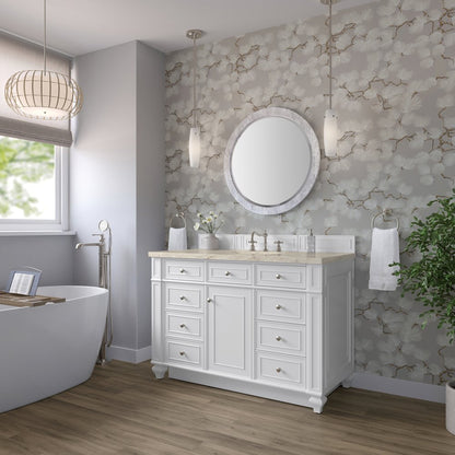 James Martin - Bristol 48" Single Vanity, Bright White, w/ 3 CM Tajnar Eclos Top - 157-V48-BW-3TJR view 3