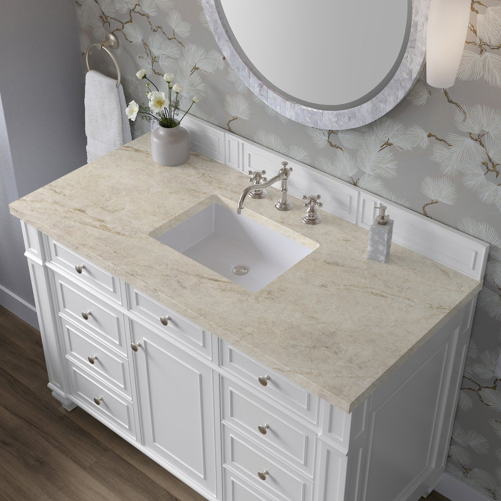 James Martin - Bristol 48" Single Vanity, Bright White, w/ 3 CM Tajnar Eclos Top - 157-V48-BW-3TJR view 5