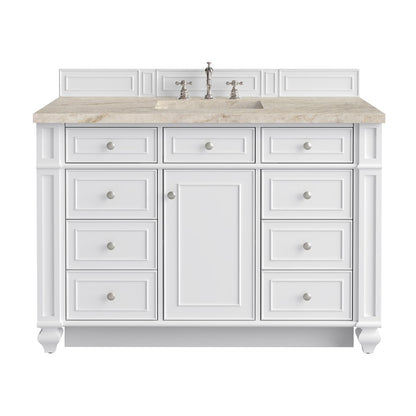 James Martin - Bristol 48" Single Vanity, Bright White, w/ 3 CM Tajnar Eclos Top w/FreePower Wireless Charger - 157-V48-BW-FTJR view 1