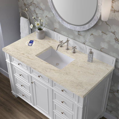 James Martin - Bristol 48" Single Vanity, Bright White, w/ 3 CM Tajnar Eclos Top w/FreePower Wireless Charger - 157-V48-BW-FTJR view 5