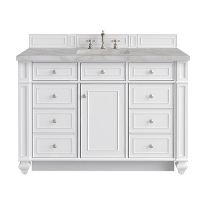 James Martin - Bristol 48" Single Vanity, Bright White w/ 3 CM Victorian Silver Silestone Top - 157-V48-BW-3VSL view 1