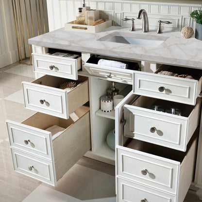 James Martin - Bristol 48" Single Vanity, Bright White w/ 3 CM Victorian Silver Silestone Top w/ FreePower Wireless Charger - 157-V48-BW-FVSL view 5