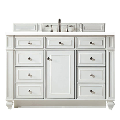 James Martin - Bristol 48" Single Vanity, Bright White w/ 3 CM White Zeus Silestone Top - 157-V48-BW-3WZ view 1