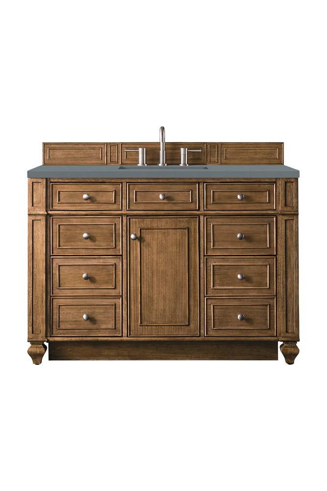 James Martin - Bristol 48" Single Vanity, Saddle Brown w/ 3 CM Cala Blue Silestone Top - 157-V48-SBR-3CBL view 1