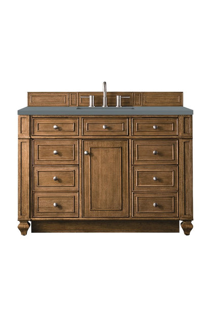 James Martin - Bristol 48" Single Vanity, Saddle Brown w/ 3 CM Cala Blue Silestone Top - 157-V48-SBR-3CBL view 1