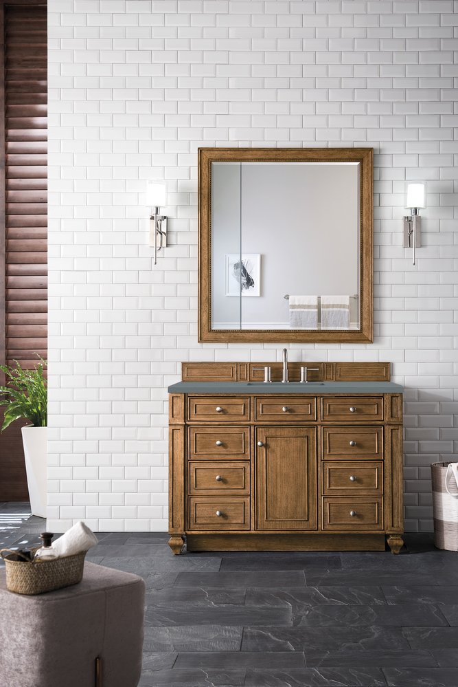 James Martin - Bristol 48" Single Vanity, Saddle Brown w/ 3 CM Cala Blue Silestone Top - 157-V48-SBR-3CBL view 2