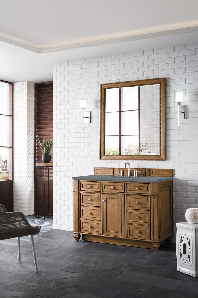 James Martin - Bristol 48" Single Vanity, Saddle Brown w/ 3 CM Cala Blue Silestone Top - 157-V48-SBR-3CBL view 3