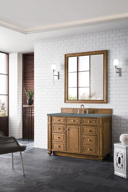 James Martin - Bristol 48" Single Vanity, Saddle Brown w/ 3 CM Cala Blue Silestone Top - 157-V48-SBR-3CBL view 3