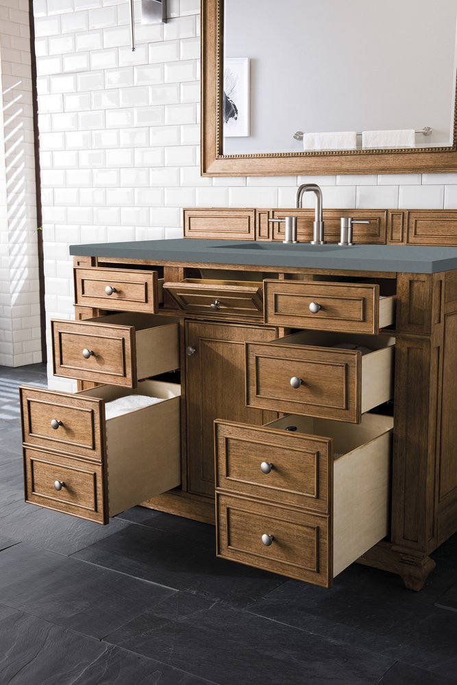 James Martin - Bristol 48" Single Vanity, Saddle Brown w/ 3 CM Cala Blue Silestone Top - 157-V48-SBR-3CBL view 4