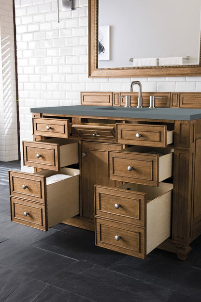 James Martin - Bristol 48" Single Vanity, Saddle Brown w/ 3 CM Cala Blue Silestone Top - 157-V48-SBR-3CBL view 4