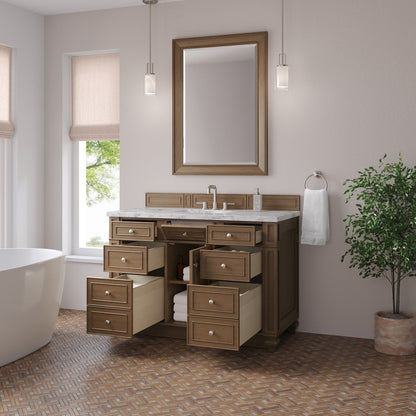 James Martin - Bristol 48" Single Vanity, Saddle Brown w/ 3 CM Carrara Marble Top - 157-V48-SBR-3CAR view 4
